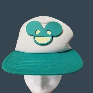 Deadmau5 Snapback Trucker Hat White & Teal With Mesh Back Panel Adjustable